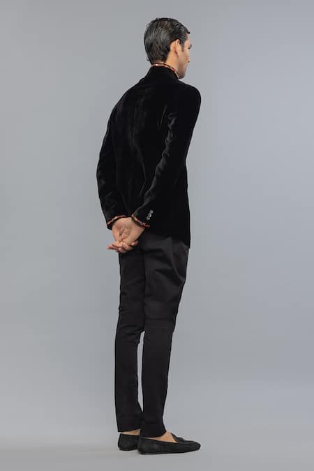 Rohit Bal Black Velvet Embroidered Bandhgala 