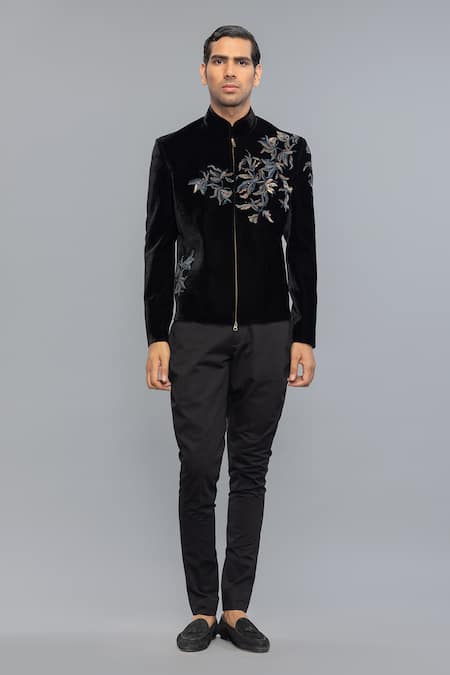 Rohit Bal Black Velvet Embroidery Bandhgala Online at Aza Fashions Rohit Bal_Black Velvet Embroidery Bandhgala _Online_at_Aza_Fashions