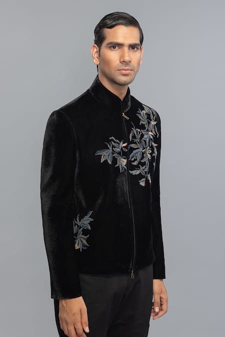 Buy Rohit Bal Black Velvet Embroidery Bandhgala Online at Aza Fashions Buy_Rohit Bal_Black Velvet Embroidery Bandhgala _Online_at_Aza_Fashions