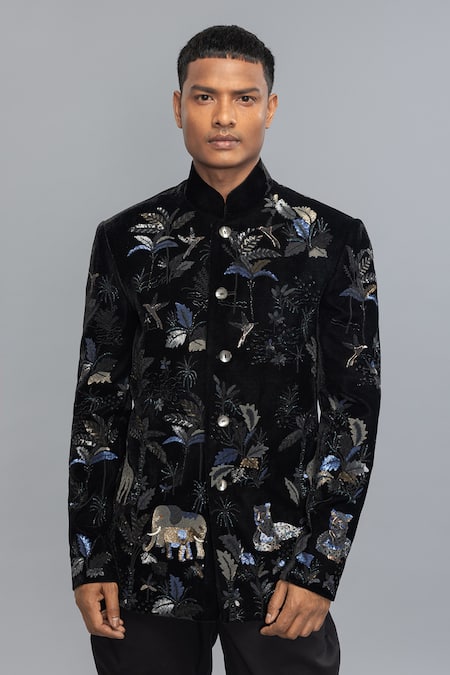 Rohit Bal Embroidered Velvet Bandhgala 
