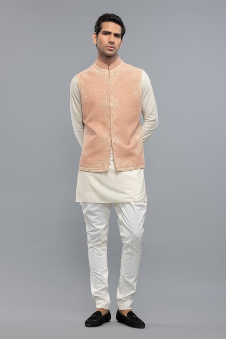 Rohit Bal Embroidered Pink Nehru Jacket 