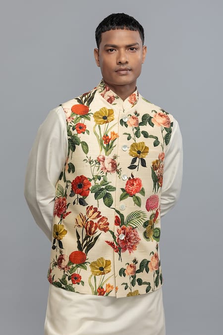 Rohit Bal Floral Embroidered Nehru Jacket 