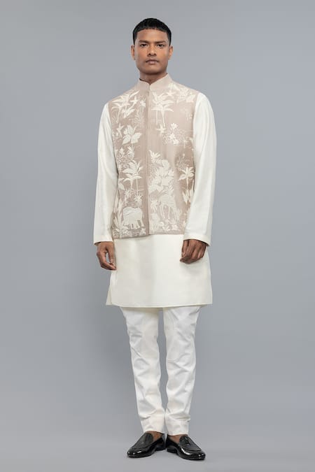 Rohit Bal_Purple Silk Embroidery Designer Nehru Jacket _Online_at_Aza_Fashions