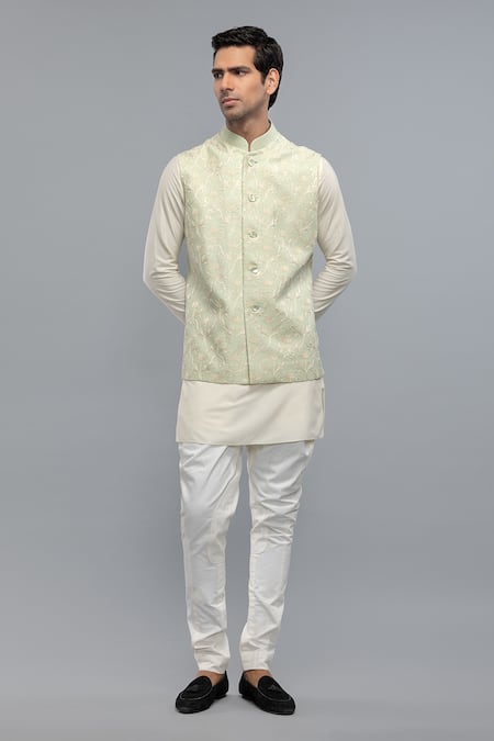Rohit Bal Embroidered Ivory Nehru Jacket 