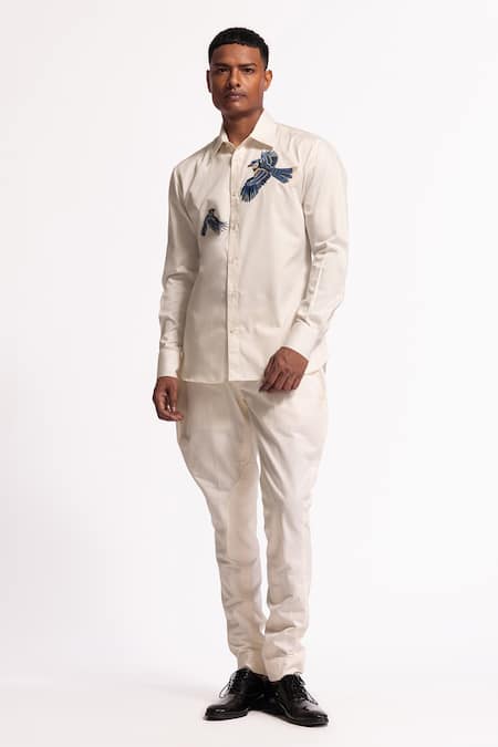 Rohit Bal Ivory Designer Embroidered Shirt 