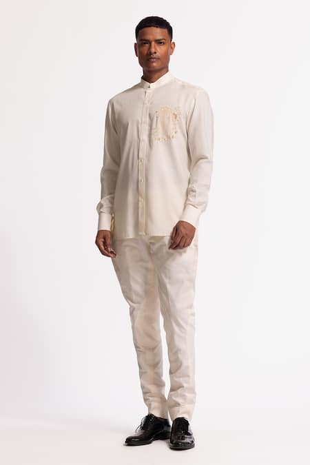 Rohit Bal Ivory Embroidered Designer Shirt 