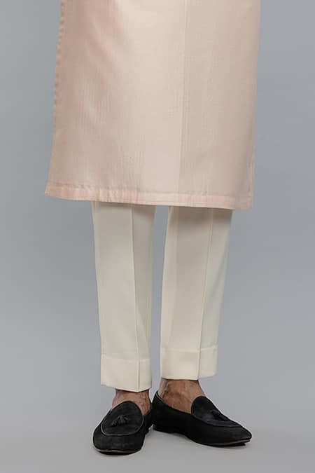 Rohit Bal_Pink Chanderi Embroidery Powder Kurta Set _Online_at_Aza_Fashions