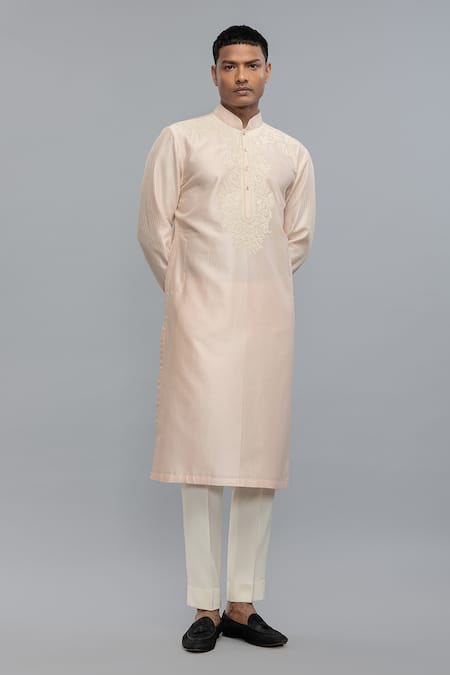 Rohit Bal Powder Pink Embroidered Kurta Set 
