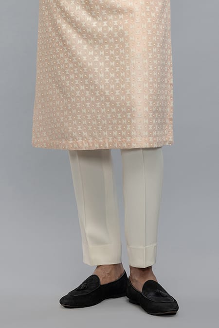 Buy_Rohit Bal_Pink Chanderi Powder Kurta And Pant Set _Online_at_Aza_Fashions
