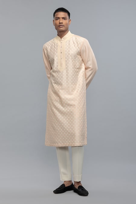Rohit Bal Powder Pink Chanderi Kurta & Pant Set 