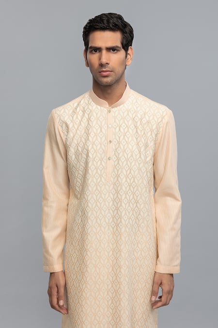 Rohit Bal_Pink Chanderi Designer Kurta Set _Online_at_Aza_Fashions