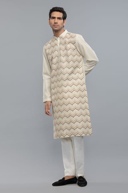 Rohit Bal Ivory Chanderi Designer Kurta Set 