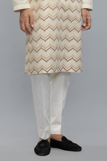 Rohit Bal_Ivory Chanderi Designer Kurta Set _Online_at_Aza_Fashions