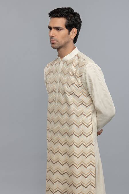 Shop_Rohit Bal_Ivory Chanderi Designer Kurta Set _Online_at_Aza_Fashions