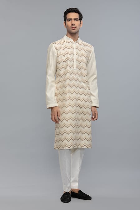 Rohit Bal Ivory Chanderi Designer Kurta Set 