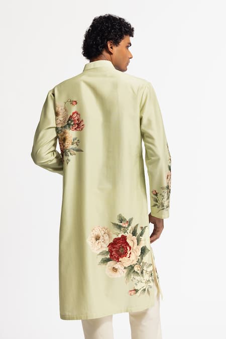 Rohit Bal Sage Green Embroidered Kurta Set 