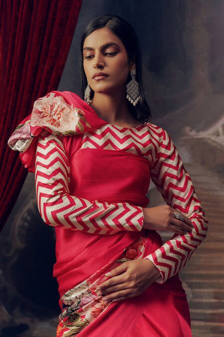 Buy Studio 113 Pink Satin, Silk Designer Rani Saree Online at Aza Fashions Buy_Studio 113_Pink Satin, Silk Designer Rani Saree _Online_at_Aza_Fashions