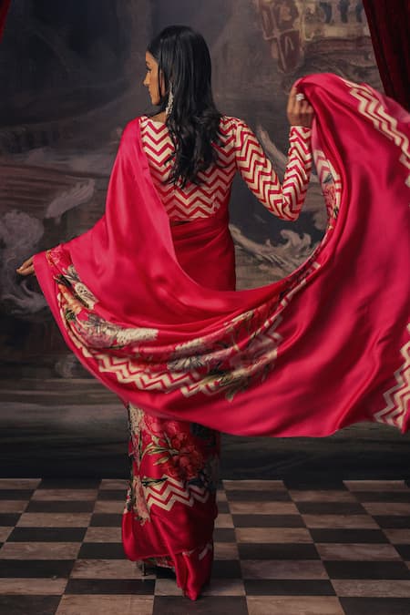 Shop Studio 113 Pink Satin, Silk Designer Rani Saree at Aza Fashions Shop_Studio 113_Pink Satin, Silk Designer Rani Saree _at_Aza_Fashions