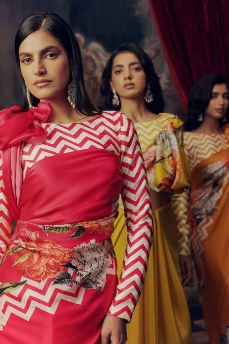 Shop Studio 113 Pink Satin, Silk Designer Rani Saree Online at Aza Fashions Shop_Studio 113_Pink Satin, Silk Designer Rani Saree _Online_at_Aza_Fashions