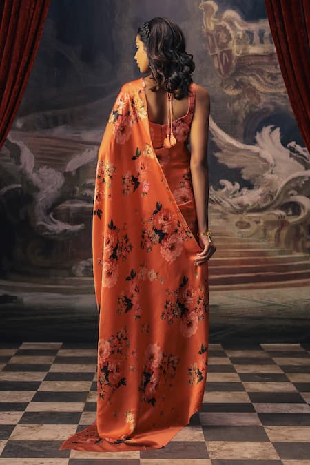 Studio 113 Floral Print Satin Silk Saree 