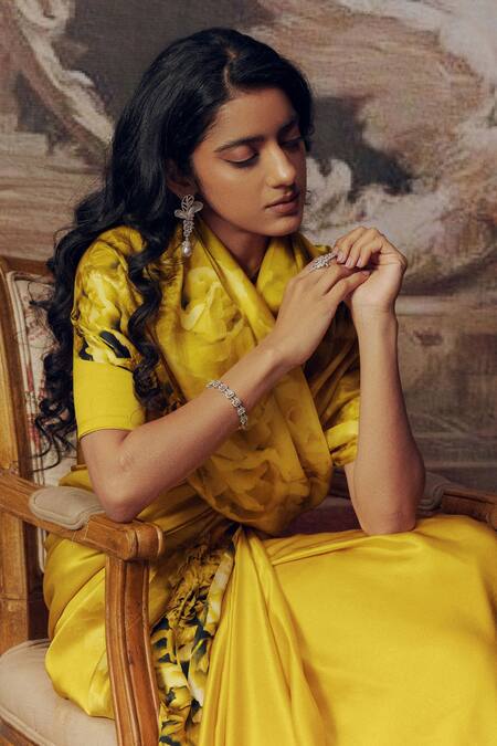 Shop Studio 113 Yellow Satin, Silk Canary Designer Saree Online at Aza Fashions Shop_Studio 113_Yellow Satin, Silk Canary Designer Saree _Online_at_Aza_Fashions