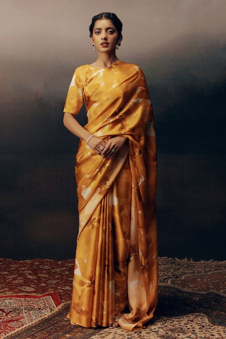 Studio 113 Orange Satin, Silk Designer Saree 