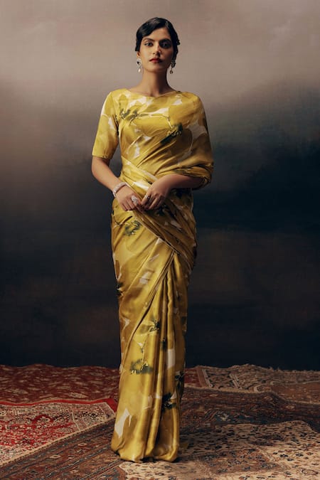 Studio 113 Lime Satin, Silk Designer Saree 