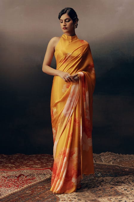 Studio 113 Orange Satin, Silk Designer Saree 