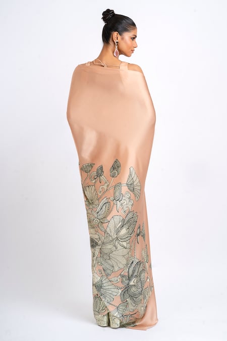 Studio 113 Designer Satin Silk Floral Saree 