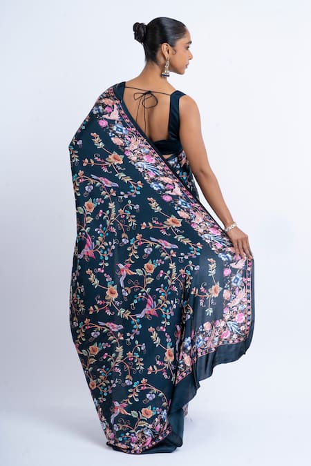 Studio 113 Floral Print Satin Silk Saree 