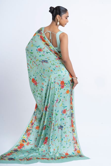 Studio 113 Floral Print Satin Silk Saree 