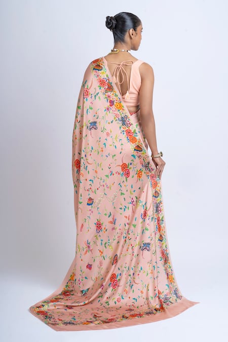 Studio 113 Floral Print Satin Silk Saree 