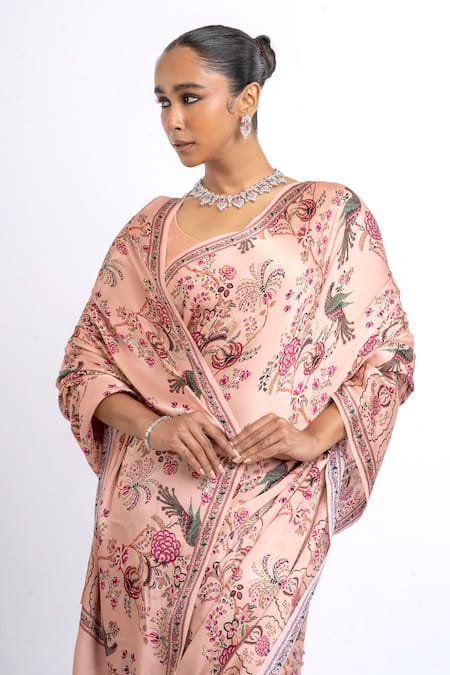 Buy_Studio 113_Pink Satin, Silk Embroidery Dusty Rose Designer Saree _Online_at_Aza_Fashions