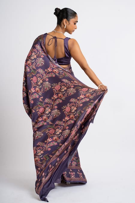 Studio 113 Floral Satin Silk Designer Saree 