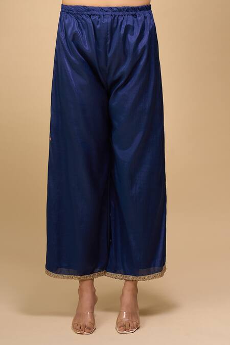 Buy_Naintara Bajaj_Navy Georgette Round Neck Printed Blue Anarkali Set _Online_at_Aza_Fashions