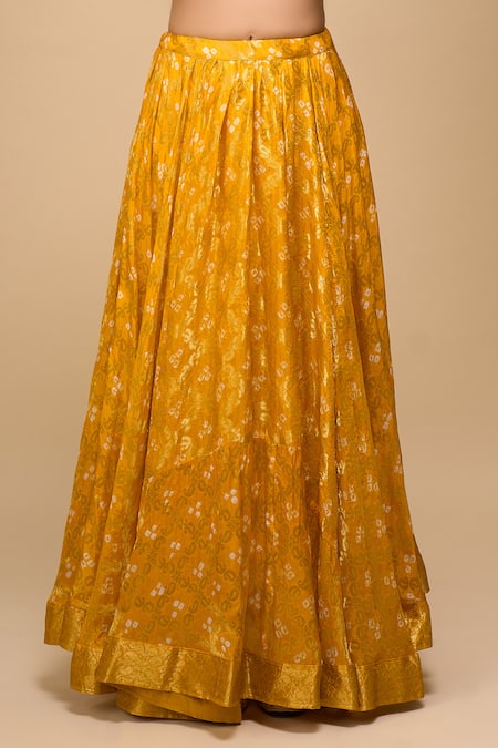 Naintara Bajaj_Yellow Silk, Chiffon Embroidery Embellished Lehenga Set _at_Aza_Fashions