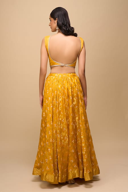 Naintara Bajaj Embellished Yellow Lehenga Set 