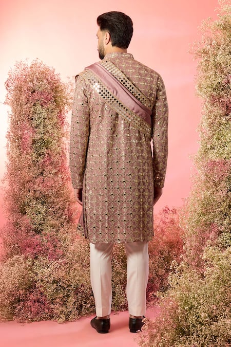 Kasbah Signature Purple Mirror Work Kurta Set 