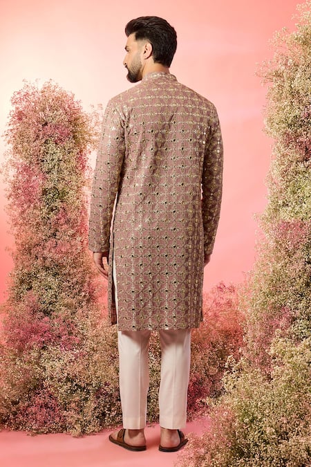 Shop Kasbah Purple Georgette Mirrors Signature Work Kurta at Aza Fashions Shop_Kasbah_Purple Georgette Mirrors Signature Work Kurta _at_Aza_Fashions