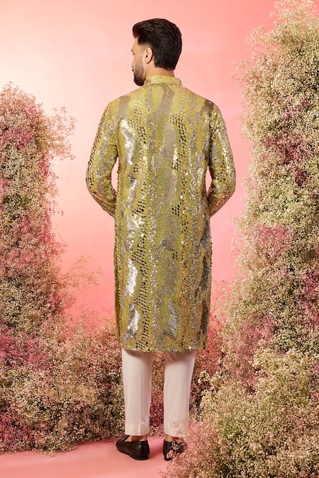 Kasbah Yellow Abstract Sequin Kurta 