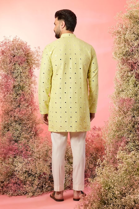 Kasbah Yellow Mirror Work Short Kurta 