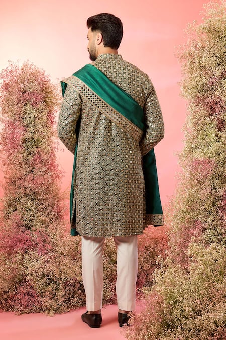 Kasbah Signature Green Mirror Work Kurta Set 