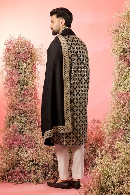 Kasbah Signature Black Mirror Work Kurta Set 