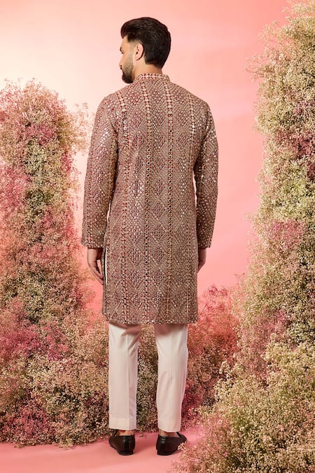 Kasbah Maroon Mirror Work Kurta 
