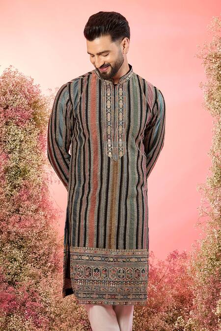 Buy_Kasbah_Multi Color Georgette Embroidery Thread Work Kurta _Online_at_Aza_Fashions