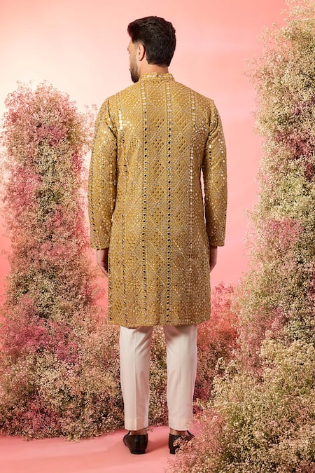 Kasbah Mustard Mirror Work Kurta 