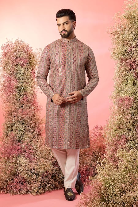 Kasbah Multi Color Georgette Zari Royal Kurta 