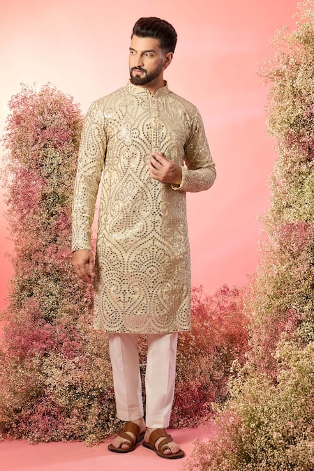 Kasbah Gold Chanderi Mirrors, Zari Classic Work Kurta 