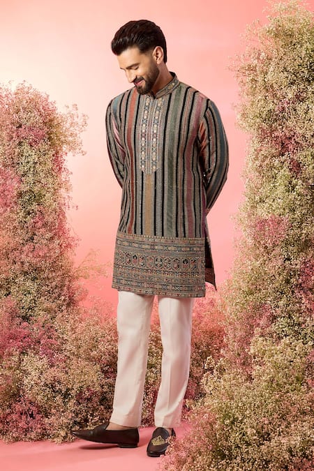 Kasbah Multi Color Georgette Embroidery Thread Work Short Kurta 