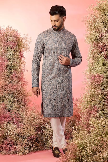 Kasbah Beige Georgette Embroidery Chikankari Kurta 